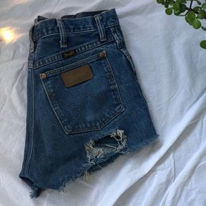 high waist wrangler denim shorts